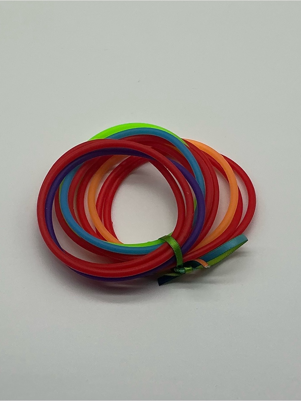 Set of 12 Red and Rainbow Colored Jelly Bracelets